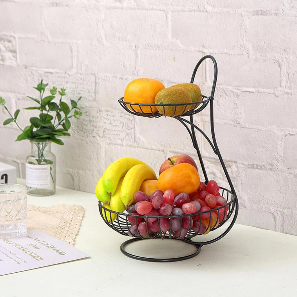 Countertop Round Metal Household Fruit Plate Tray Stand & Storage