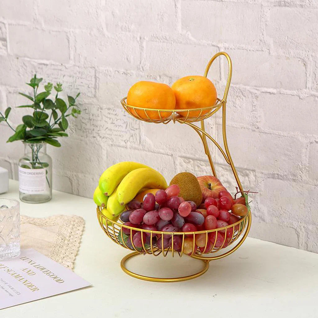 Countertop Round Metal Household Fruit Plate Tray Stand & Storage
