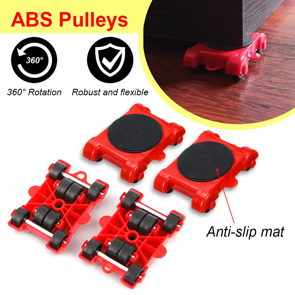 Heavy Duty Furniture Lifter with Wheel Bar - 5Pcs/Set