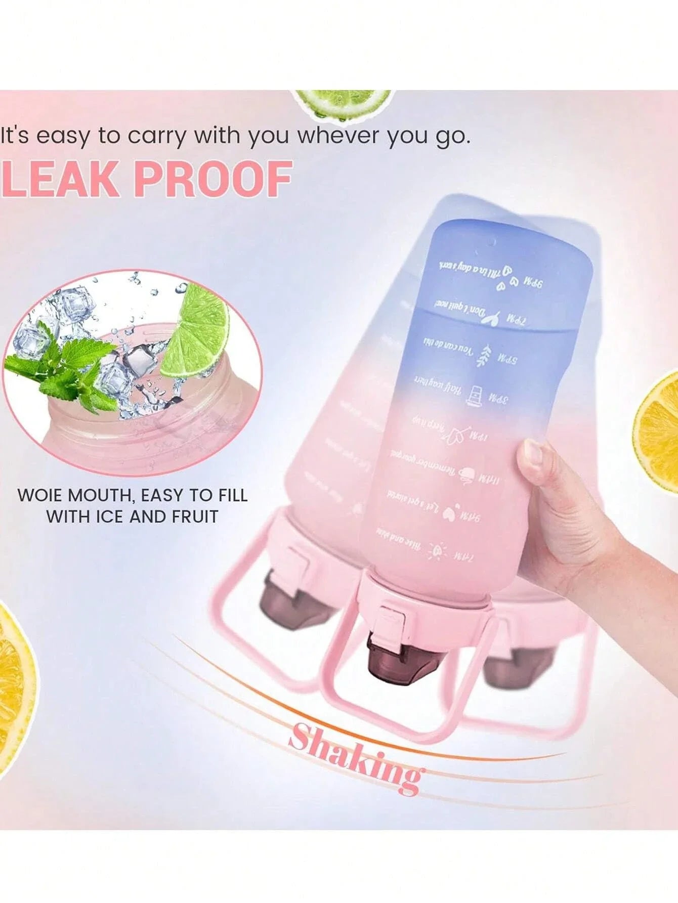 3Pcs Portable, Leak Proof, Gradient Water Bottles Set
