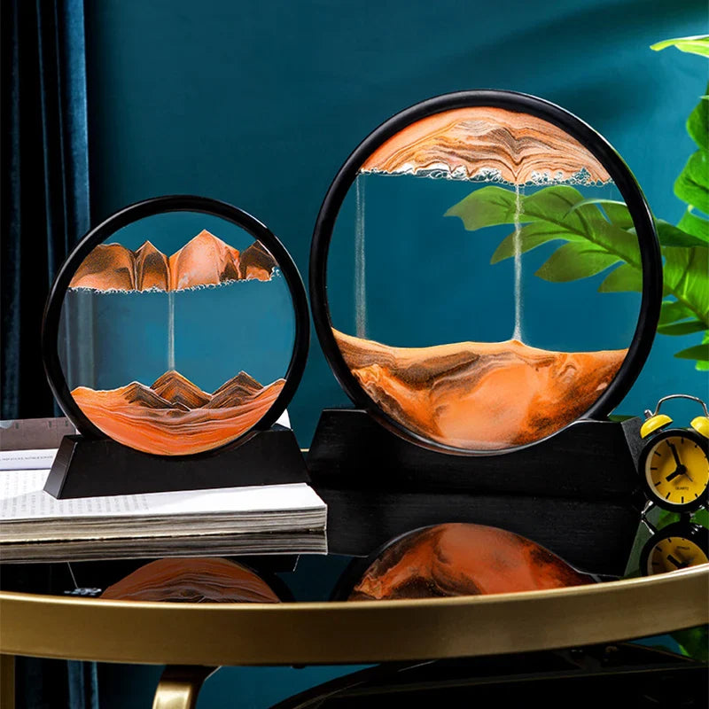 3D Deep Sea Sandscape & Moving Sand Art Picture with Round Glass In Motion Display