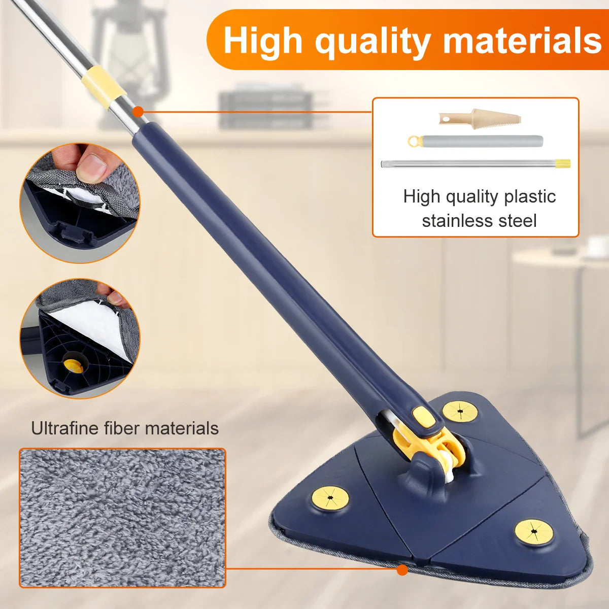 360° Rotatable Self-Wringing Telescopic Triangle Mop
