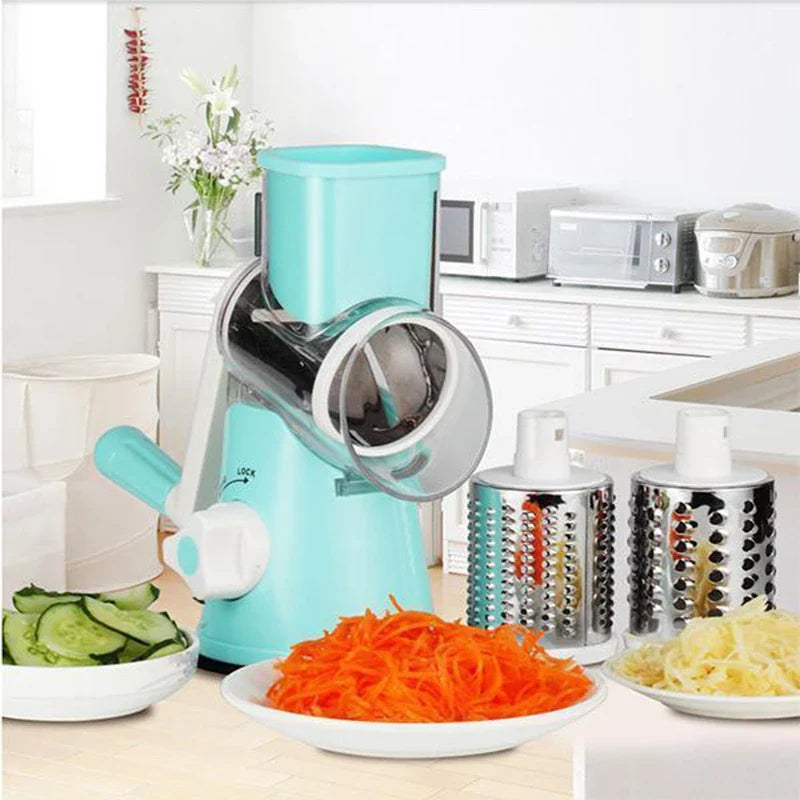 3-in-1 Manual Rotation Vegetable Fruit Slicer & Round Cutter
