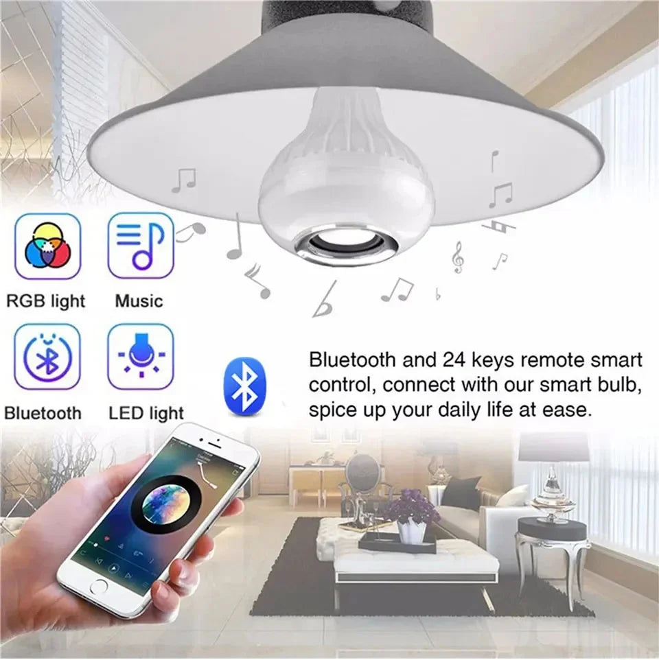 LED Stage Lighting E27 RGB Bluetooth Music Bulb with Remote Control