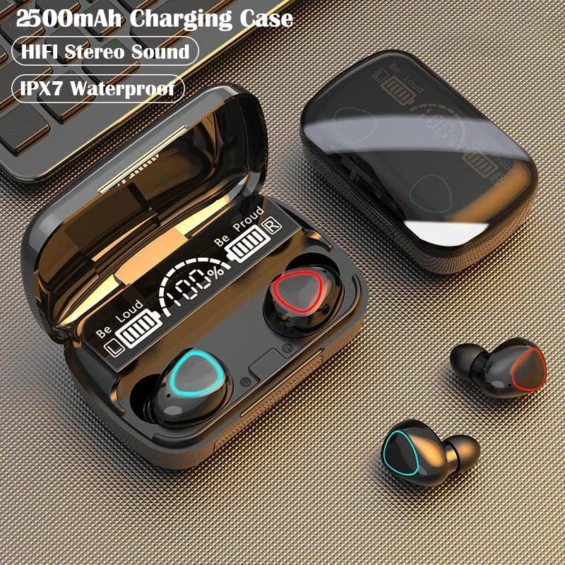 M10 TWS Wireless Earphone Bluetooth With Touch Control LED Display 9D Stereo