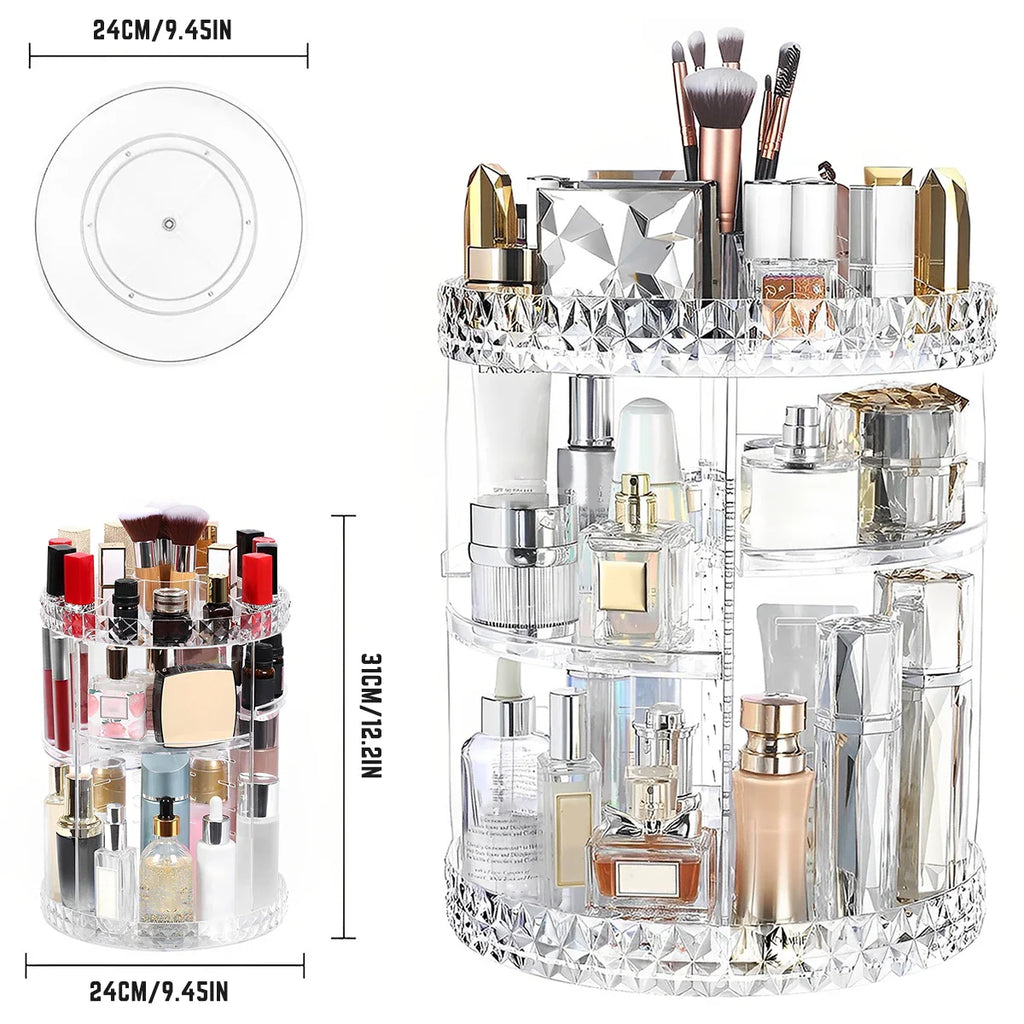 360 Degree Rotation Multi-Functional Cosmetic Organizer Transparent Box