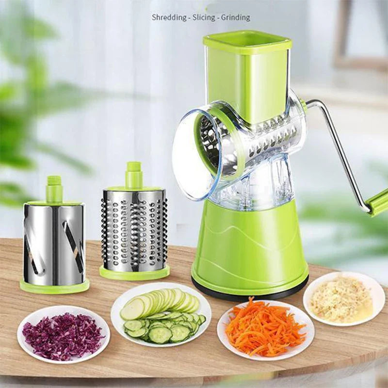 3-in-1 Manual Rotation Vegetable Fruit Slicer & Round Cutter