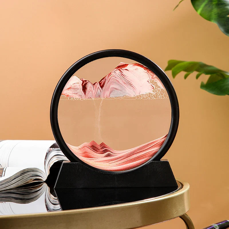 3D Deep Sea Sandscape & Moving Sand Art Picture with Round Glass In Motion Display