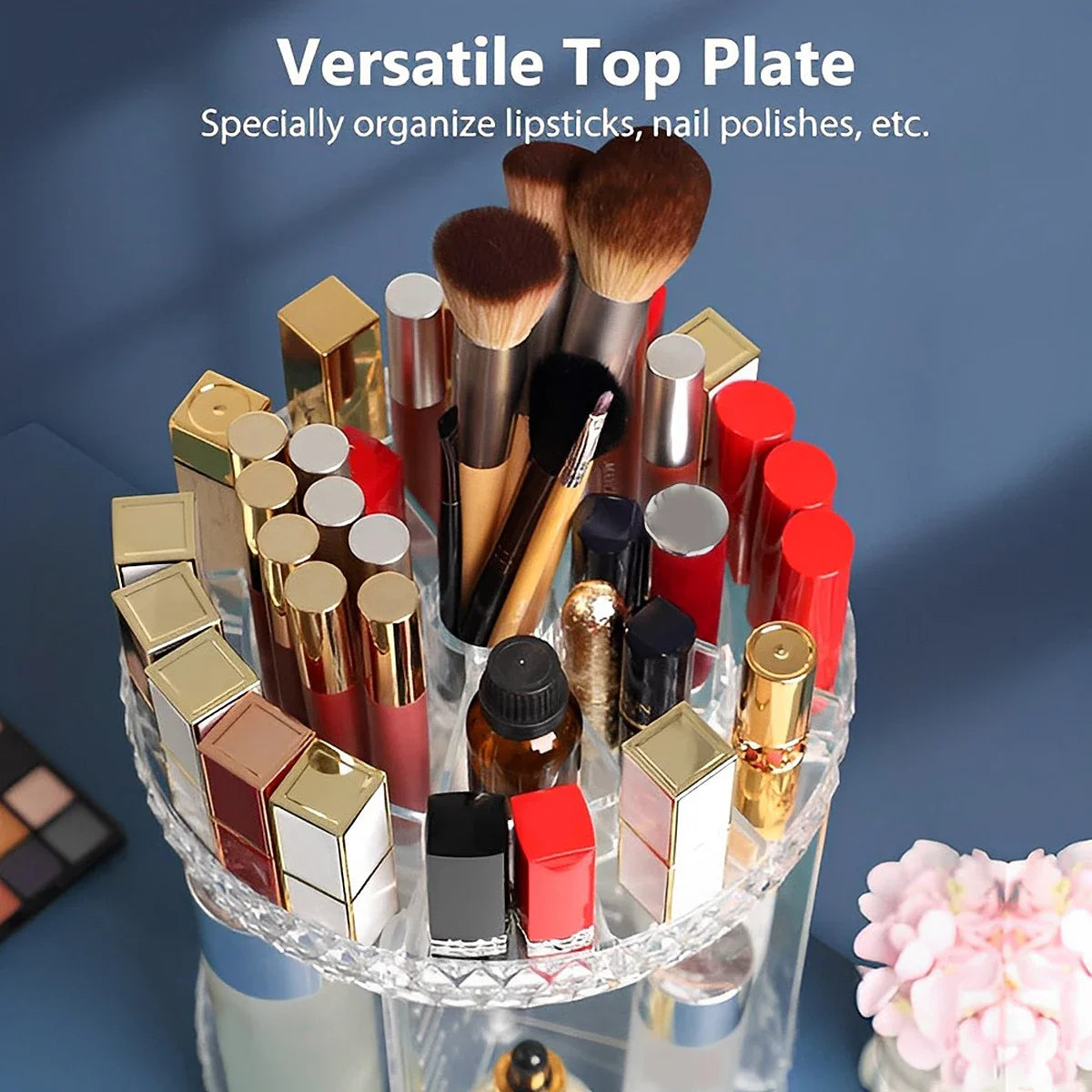 360 Degree Rotation Multi-Functional Cosmetic Organizer Transparent Box