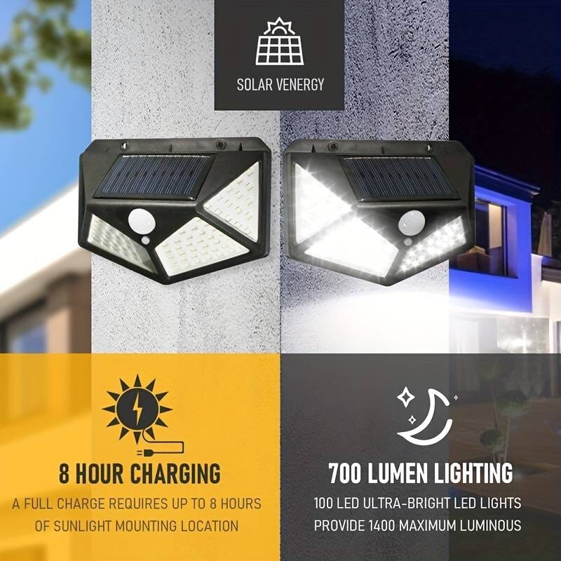 100LED Solar Wall Lamp With PIR Motion Sensor